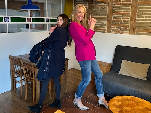 Eleanor Moore filming an episode of HGTV's House Hunters International in Toulouse France